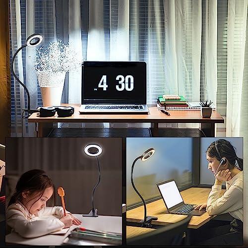 Woputne Desk Lamps Clip on Reading Light for Bed Home Office Craft (Black)