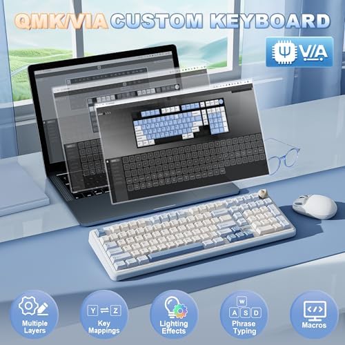 YUNZII B98 PRO 96% Wireless Mechanical Keyboard(Blue, Candy Switch)