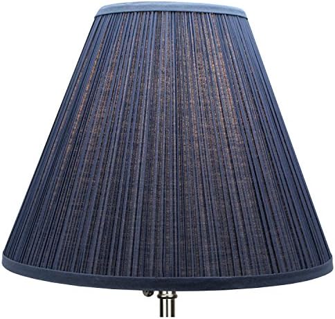 FenchelShades.com 6" Top Diameter x 14" Bottom Diameter x 12" Slant Height Fabric Barrel Lampshade Spider Attachment (Pleated Navy Blue)