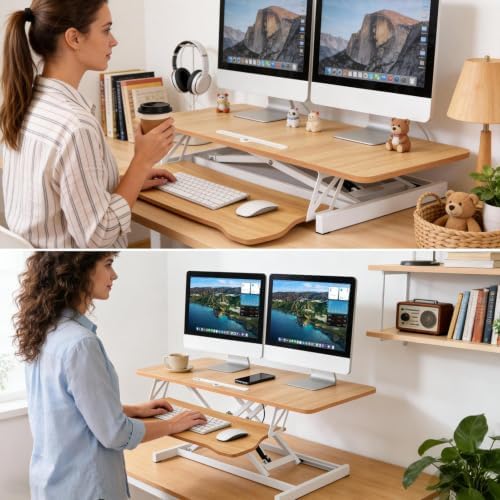 37" Height Adjustable Standing Desk Converter, Stand up Desk Riser