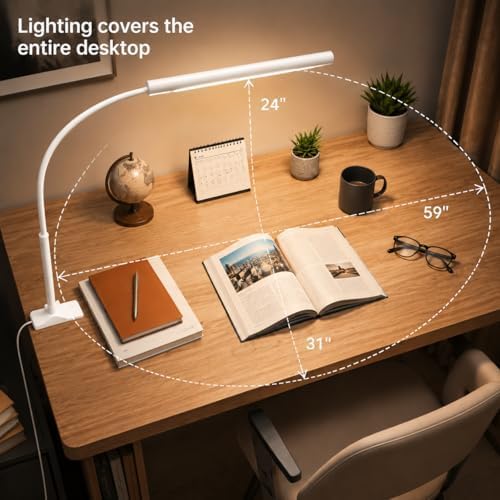 LED Desk Lamp with Clamp, 1200 Lm Eye-Caring Desk Light for Home Office,Pro
