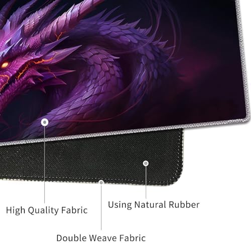4 in 1 Mouse Pad Combo, Large Gaming Mouse Pad + Keyboard Wrist Support + Mouse Wrist Rest + Coaster, Table Pad 31.5 "x 11.8" with Memory Foam Ergonomic Wrist Pad Set, Flame Eyes Purple Dragon