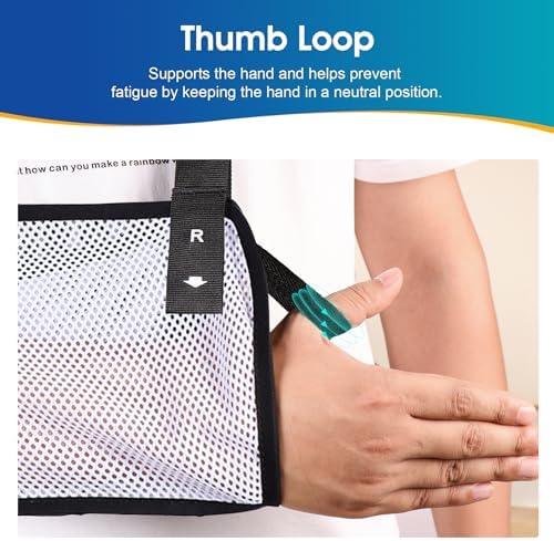 Mesh Arm Shoulder Sling Medical Shoulder Immobilizer for Shoulder Injury Torn Rotator Cuff, Breathable Arm Brace for Shower, Right Left Arm Stabilizes Elbow Arm Wrist Injury for Men Women (White-M)