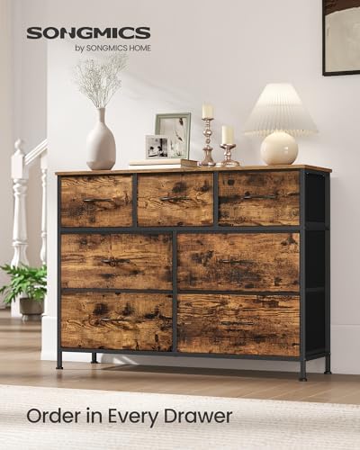 SONGMICS Dresser for Bedroom, Wide Dresser with 7 Fabric Drawers