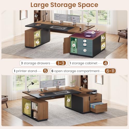 SEDETA 77.1" Executive Large Electric Standing Desk, Brown