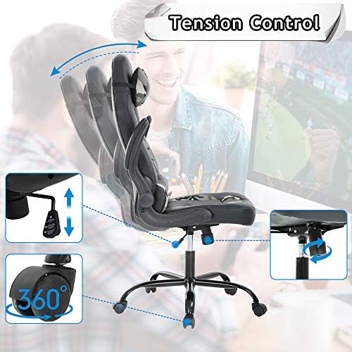 Ergonomic Gaming Office Chair - High Back PU Leather Executive Desk Chair with Lumbar Support, Flip-Up Arms & Headrest - Adjustable Swivel Task Computer Chair for Adults-Camo