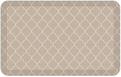 GelPro Anti-Fatigue Designer Comfort Kitchen Floor Mat, 20x32, Trellis Khaki Stain Resistant Surface with 3/4” Thick Ergo-Foam Core for Health and Wellness