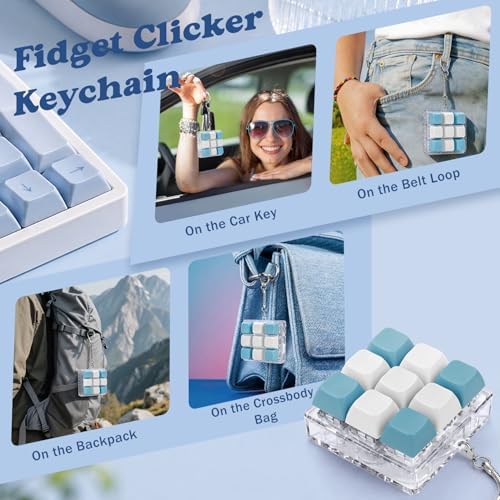 Keyboard Fidget Toy, Creamy Fidget Clicker Keyboard Fidget Keychain, Button Fidget Gifts for Adults, Boost Focus & Ease Anxiety Anywhere — Perfect Stress-Relief Gift (3×3 Grid Layout H)