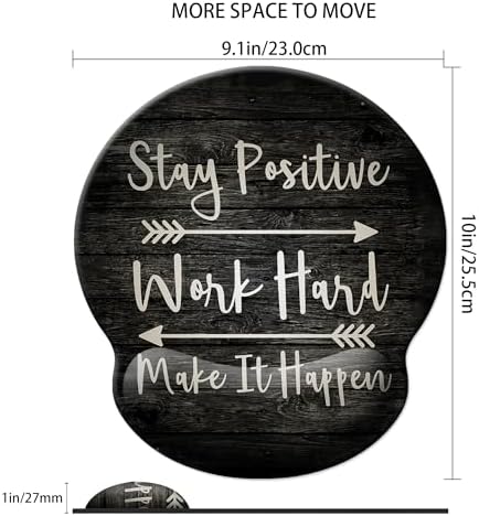 Mouse Pad Wrist Support,Ergonomic Mouse Pad with Wrist Rest,Comfortable Mousepad with Smooth Wrist Rest,Pain Relief Mouse Pads for Non-Slip Base,Computer,Laptop,Office,Home(Black Inspirational Quote)