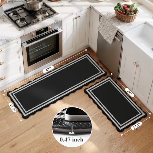 KIMODE Kitchen Mats Cushioned Anti Fatigue,Farmhouse Kitchen Rugs Sets of 2