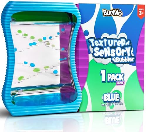 BUNMO Liquid Motion Bubbler Large Sensory Toy for Kids & Adults – Gentle Fidget Toy for Mindfulness – Stimulating Visual Sensory Experience – Colorful Bubble Fidget Timer for Desk & Travel - Blue