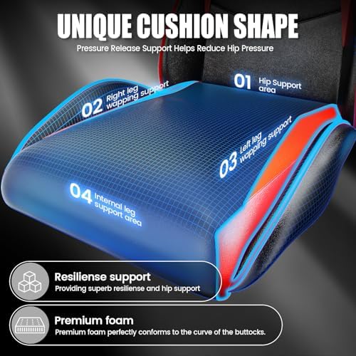 Bigzzia Gaming Chair with Lumbar Support, Ergonomic Gamer Chair Red