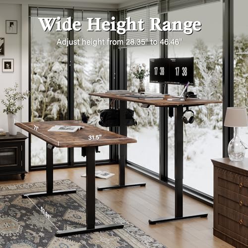 Monomi Large Electric Standing Desk 71“x31.5“ Height Adjustable,Brown