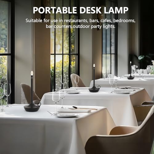 Modern Portable Table Lamp, Cordless LED Desk Lamp,Small Gold Table Lamp,Cordless LED TableLamps,Rechargeable TableLamp(Black)