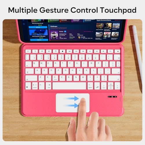 ProCase Touchpad Keyboard Case for iPad 11th (A16) / 10th Gen 10.9", Pink