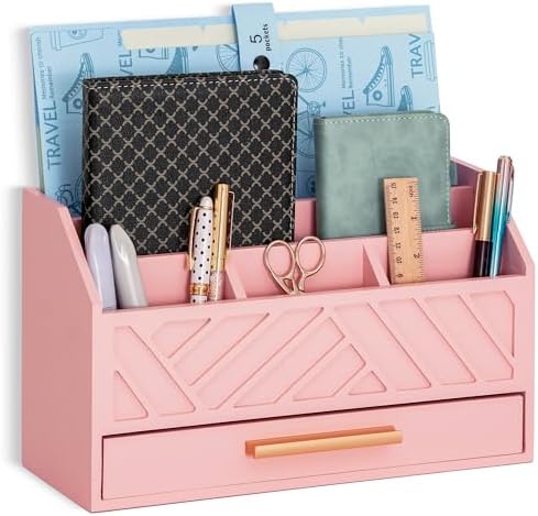 Desk Organizer with Drawer, Countertop Bill Mail Organizer and File Storage
