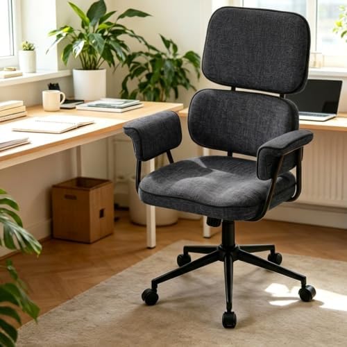 Ergonomic Office Chair, Mid Century Modern Desk Chair, Vintage Dark Grey