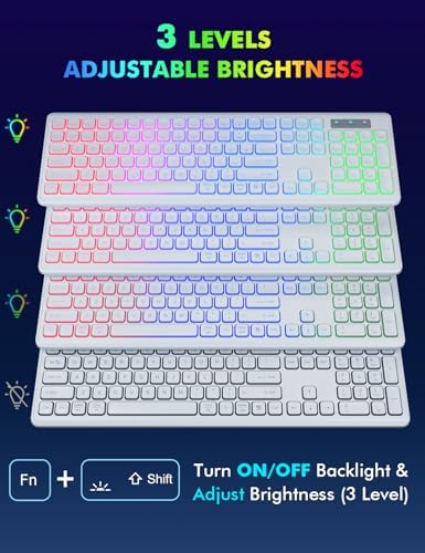 Wireless Keyboard and Mouse Combo with RGB Backlit, Rechargeable