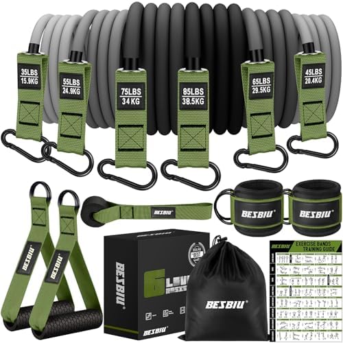 Heavy Resistance Bands for Working Out, 300lbs/360lb/420lb Exercise Bands Workout Bands with Handles, Door Anchor, Ankle Straps, Home Gym Workout Equipment for Men Fitness Strength Training Stretching