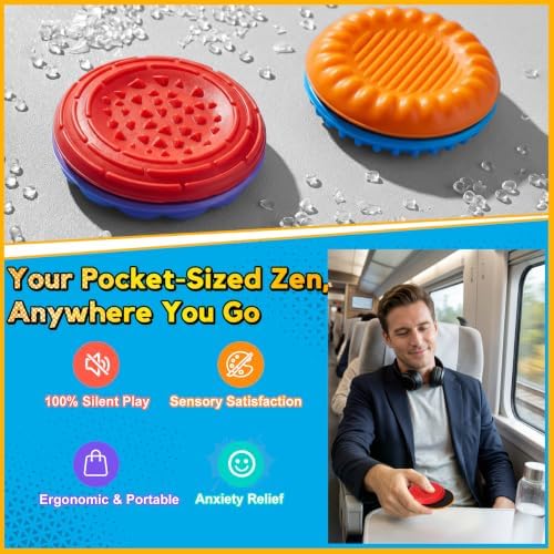 Magnetic Fidget Slider Coin Set 6 Pack, Quiet Stress Relief Toys, Sensory Sliding & Clicking Desk Fidget for Adults & Kids, ADHD Focus Anxiety Relief Office Classroom Portable Fidget Gifts