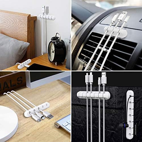 SOULWIT Cable Holder Clips, 3-Pack Cable Management Cord Organizer Clips Silicone Self Adhesive for Desktop USB Charging Cable Nightstand Power Cord Mouse Cable Wire PC Office Home