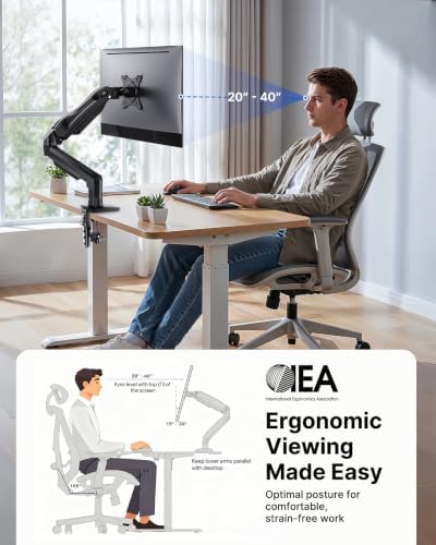 HUANUO 2 Pack Monitor Arm for Dual Monitor Setup, Single Monitor Mount for 13 to 32 Inch Screens, Adjustable VESA Monitor Stand with Clamp and Grommet Base, Each Arm Holds 4.4 to 19.8 lbs