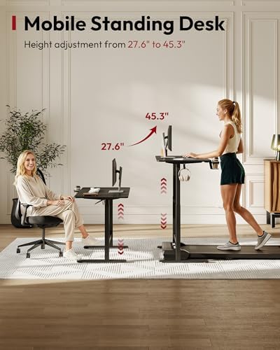 SANODESK 32''x20'' Gas-Spring Lifting Mobile One-Piece Standing Desk