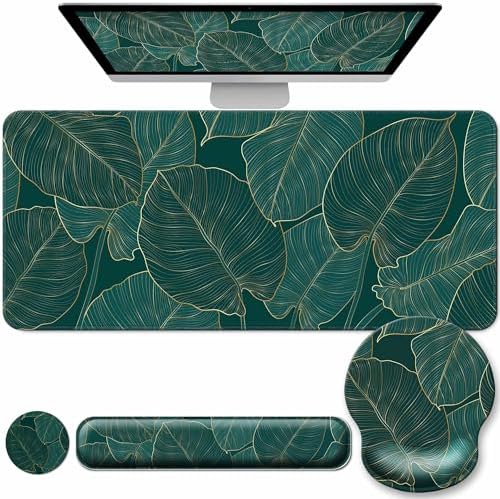 Desk Mat Set Keyboard and Mouse Pad with Wrist Rest Support
