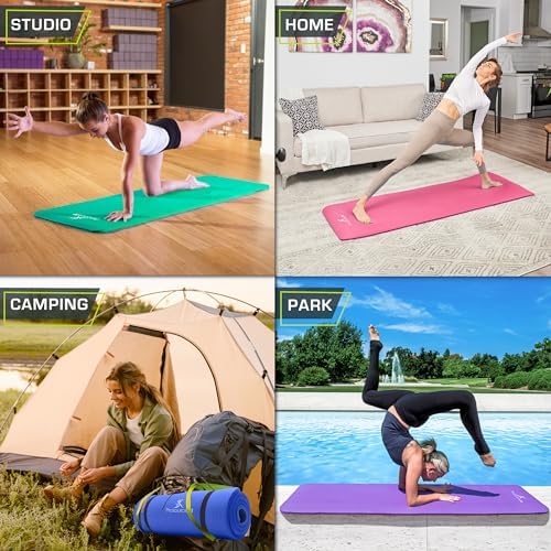 ProsourceFit Extra Thick Yoga and Pilates Mat, 71-inch Long High Density Exercise Mat with Comfort Foam and Carrying Strap