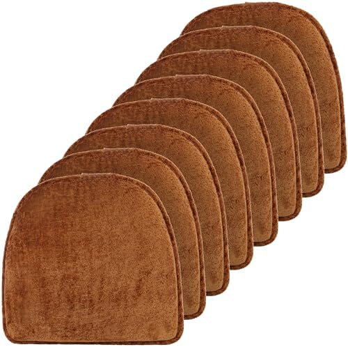 Klear Vu Raindrop The Gripper Non Slip Chair Cushions, Soft & Comfortable Seat Pad, Sitting Pillow for Kitchen, Dining or Office, 8 Count (Pack of 1), Spice