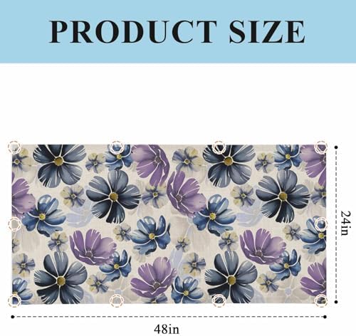 Retro Beige Purple Flower Magnetic Fluorescent Light Covers for Ceiling Lights 2 x 4 Feet,Ombre Blue Green Blossom Floral Office Classroom Kitchen Drop Ceiling Light Covers Filters Shade Panel 2 Packs