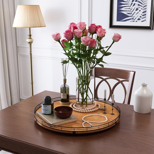 AMH 21-Inch Walnut-Finish Wooden Lazy Susan Organizer for Dining Table
