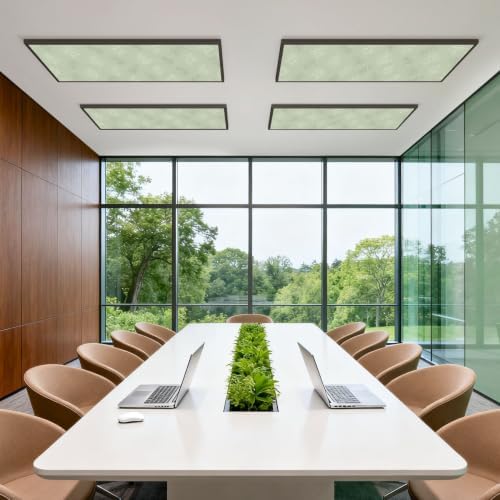 4 Pcs Fluorescent Light Covers for Ceiling Lights Botanical floral leaves Magnetic Light Filters Decorative for Classroom Office Hospital Home 4x2 Ft