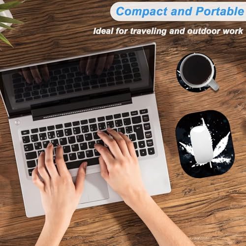 Small Mouse Pad，Mini Mouse Pad 6 x 7 Inch，for Laptop Keyboard Tray Wireless Mouse Home Office Travel，with Non-Slip Rubber Base, Waterproof Mouse Mat，Marijuana Leaf