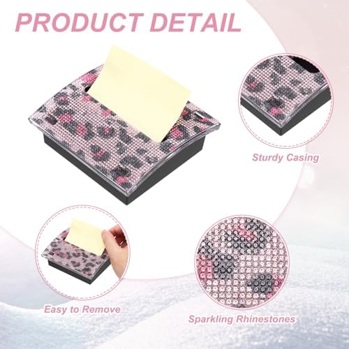 PATIKIL Stick Note Pad Holders 4x4 Sticky Note Dispenser Pink Leopard