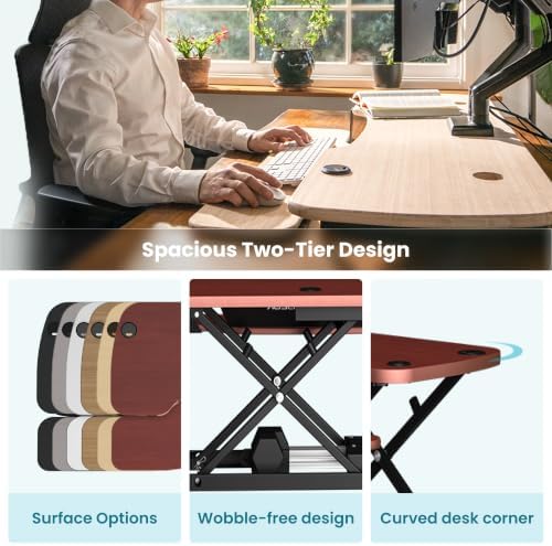 VERSADESK PowerPro 48 Inch Electric Standing Desk Converter – Push-Button Height Adjustable Sit to Stand Desk Riser for Multiple Monitors – Motorized Desktop Workstation with Wide Keyboard Tray