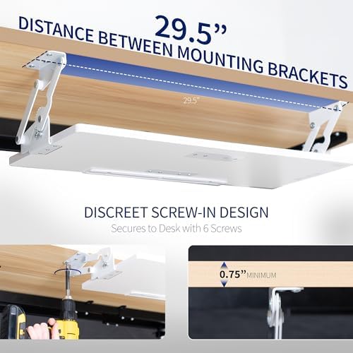 VIVO White Under Desk 27 x 11 in Adjustable Keyboard Tray, MOUNT-KB08SW