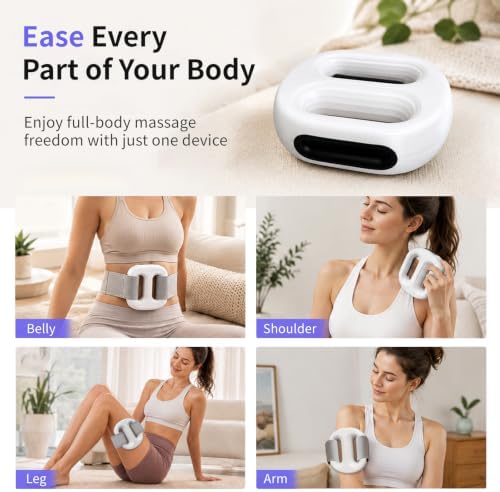 Fascia Ring Massager, Hands Free Full Body Vibration Device with Adjustable Strap, 3 Modes & 5 Intensity Levels for Belly, Shoulders, Waist & Legs