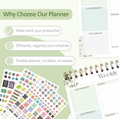 Weekly To Do List Notepad, 52 Sheets, Undated Weekly Planner, Letter Size