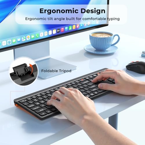 MEETION Bluetooth Keyboard and Mouse Combo, Silent Multi-Device, Black