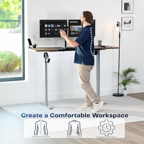 VIVO Black/Vintage Brown 71 x 30 in Standing Desk, DESK-KIT-1G7BN