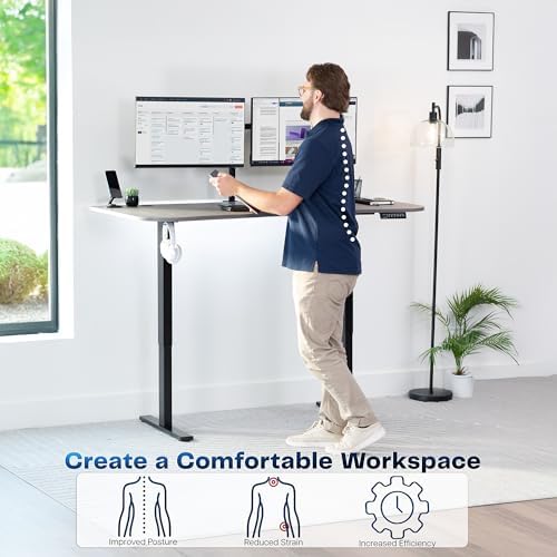 VIVO Dark Gray 63 x 32 in Standing Desk, DESK-KIT-1B1G