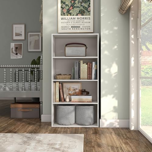 Homes: Inside + Out Apexa 4-Tier Cube Storage Organizer Shelves, Stackable Wood Bookcase Fits Cubby Bins for Organization, Dorm Teen Room Decor & Home Office, Taupe Grey