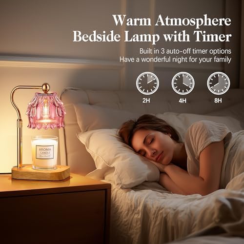 Candle Warmer Lamp with Timer Dimmer, Wax Melts Warmer Lamp for Gift, Pink