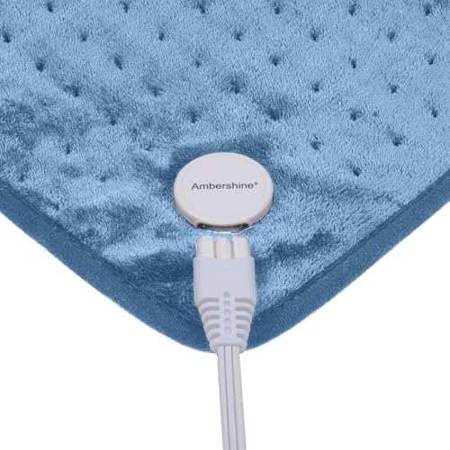 Ruqiji 17''x33'' XXXL King Size Heating Pad with 6 Temperature Settings, Flannel Electric Heating Pad for Back/Neck/Shoulders/Abdomen/Legs(Light Blue)