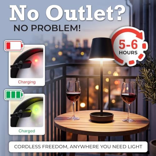 Cordless Table Lamp 2-Pack, Rechargeable Touch Lamp with Remote