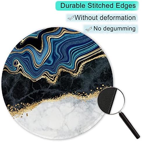 ITNRSIIET Round Mouse Pad with Stitched Edge Premium-Textured Waterproof Non-Slip Rubber Base Desktop Protection Mat Diameter 8.7 inches, Abstract Art Marble