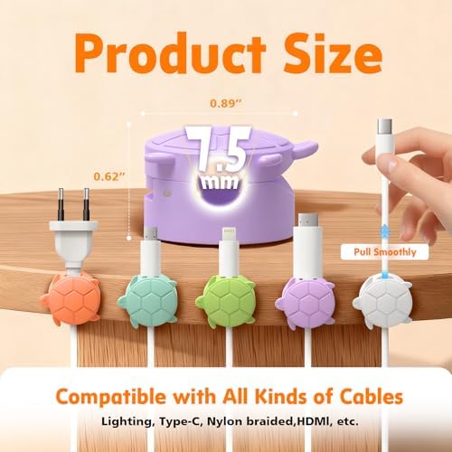 Rotatable Cable Clips, 8 Pack Cord Holder for Nightstand White