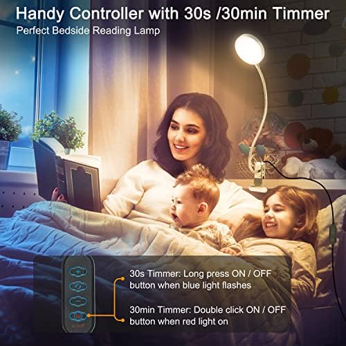 LiFMIRA Clip on Lamp Reading Light 5 Color Modes 10 Brightness 8W Silver
