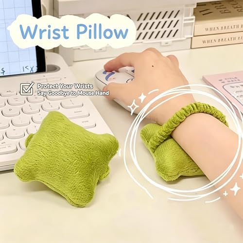 2-Pack Wrist Support Mouse Pad with Elastic Band – Ergonomic Hand Rest, Typing Wrist Cushion, Office Desk Mat for Keyboard (Dark Green)